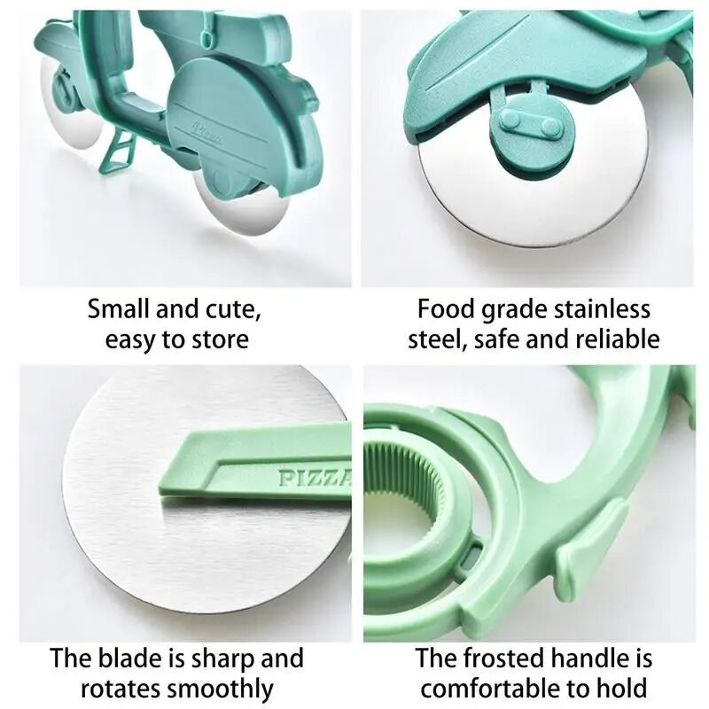 Picos pjaustytuvas nerūdijančio plieno dviračio formos ratas motociklo volelis picos smulkintuvas picos pjaustymo peilis virtuvės įrankiai