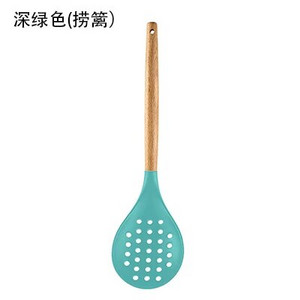 Holaroom Food Grade silikonski kuhinjski pribor za kuhanje Turner Lopatica Žlica s drvenom drškom Praktičan alat za kuhanje Kuhinjsko posuđe