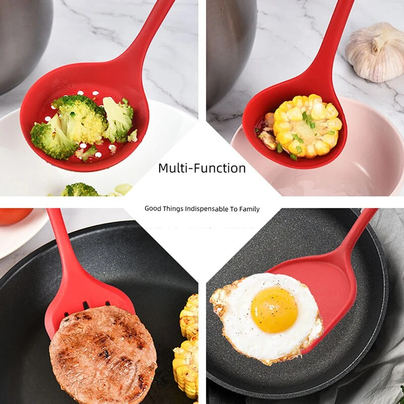 5Pcs/Set Silikonsko kuhinjsko posuđe Set Okretač za kuhinjske alate za kuhanje Neprianjajuće posuđe Kit Skimmer Kuhinjski pribor