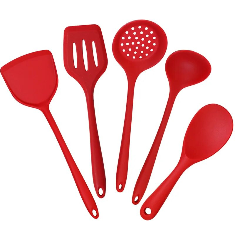 5Pcs/Set Silikonsko kuhinjsko posuđe Set Okretač za kuhinjske alate za kuhanje Neprianjajuće posuđe Kit Skimmer Kuhinjski pribor