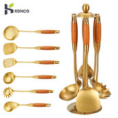 Konco arany főzőedények, rozsdamentes acél konyhai eszközök szerszámkészlet, tapadásmentes spatula kanál szűrőedény konyhai eszközök edények