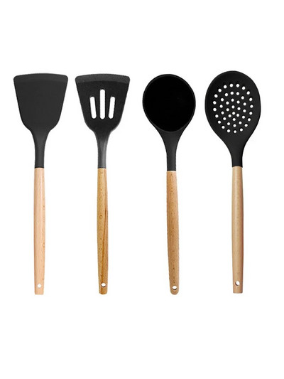 4 bucăți/set set de ustensile de bucătărie din silicon Turner instrumente de gătit oală pentru bucătăria skimmer set de vase antiaderență accesorii de bucătărie