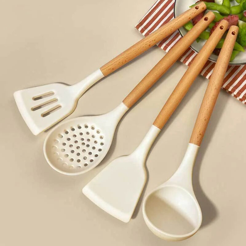 4 bucăți/set set de ustensile de bucătărie din silicon Turner instrumente de gătit oală pentru bucătăria skimmer set de vase antiaderență accesorii de bucătărie