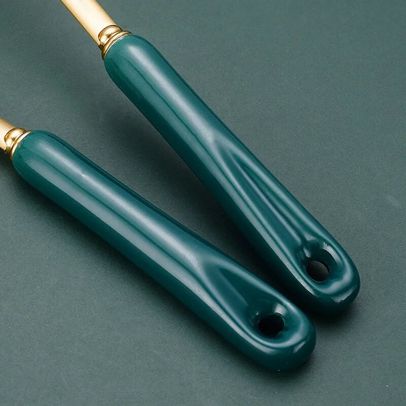 Zöld arany kerámia nyelű spatula leveskanál rozsdamentes acél otthoni főzőeszköz készlet szűrőedény Új kínai konyhai kiegészítők