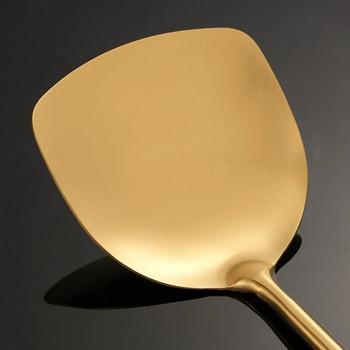 Златна неръждаема стомана с дълга дръжка супа лъжица ориз гевгир шпатула уплътнява издръжливи кухненски съдове за готвене