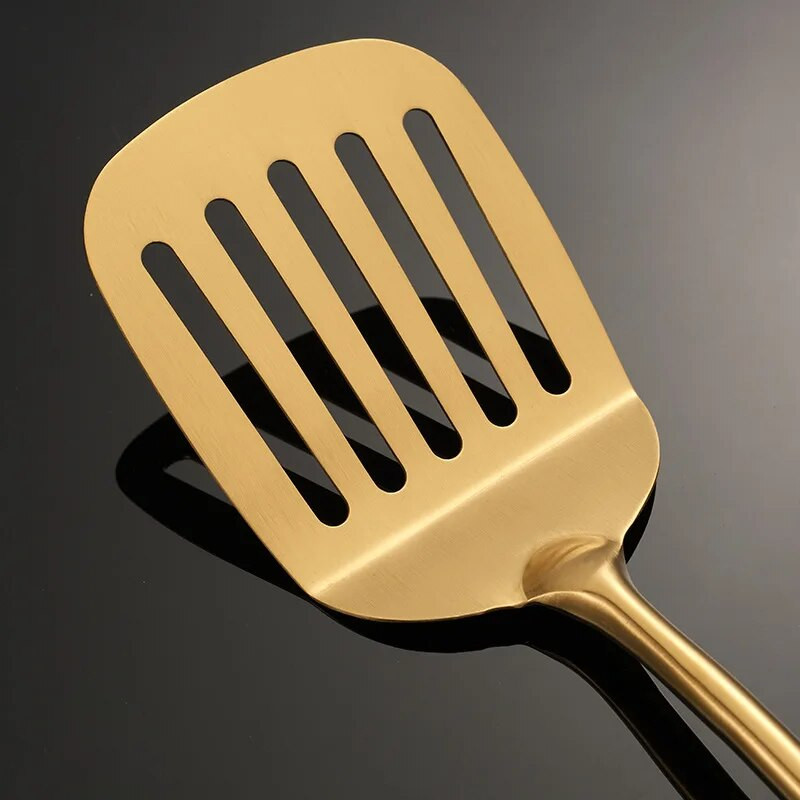Auksinė nerūdijančio plieno ilga rankena sriuba ryžių šaukštas kiaurasamtis Mentele sustorėja patvarūs virtuvės indai