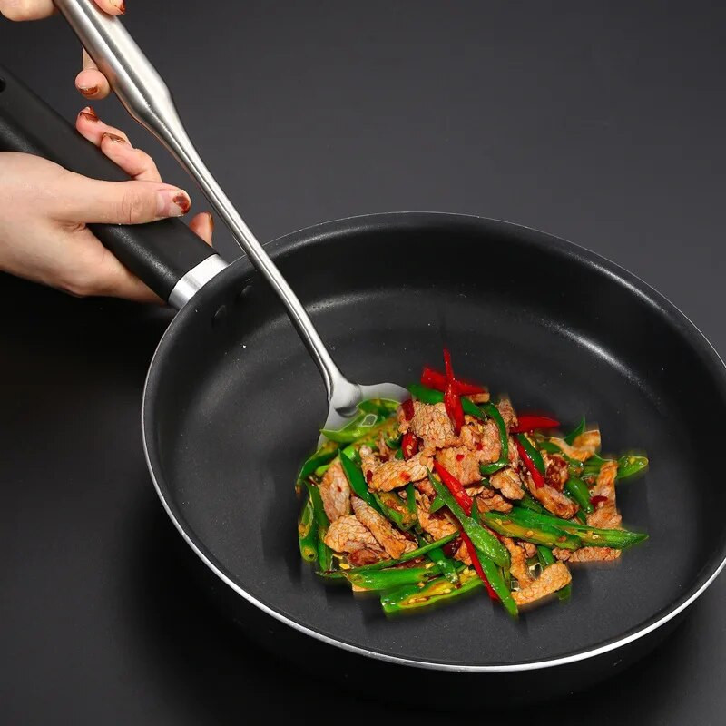1 buc unelte de bucătărie din oțel inoxidabil argintiu Spatulă pentru prăjit Lingură pentru supă Mâner gol Ustensile de bucătărie rezistente la temperaturi ridicate