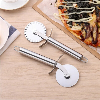 Диаметър 6,5 CM нож за пица Домашен семеен нож за пица от неръждаема стомана за инструменти за пица Кухненски инструменти Колела за пица