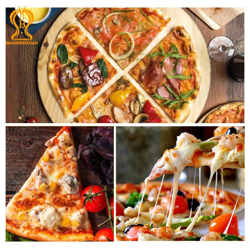 SHANGPEIXUAN Pizza Kerekes vágó Forgó Pizza Szeletelő Rozsdamentes Acél Pizza Kerekes Kés csúszásmentes fa nyéllel