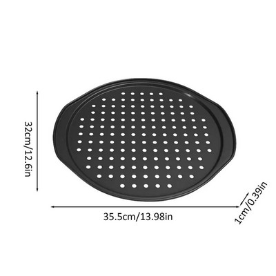 Pizza serpenyő sütőhöz Pizza tepsi 14 hüvelykes sütőlapos szénacél sütőedény perforált lyukakkal Tapadásmentes pizzatepsi