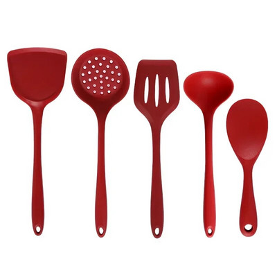 5 gabalu komplekts Silikona virtuves piederumi zupa-karote Lāpstiņa caurduris karote Nepiedegoša panna Virtuves piederumi Virtuves piederumi Virtuves piederumi