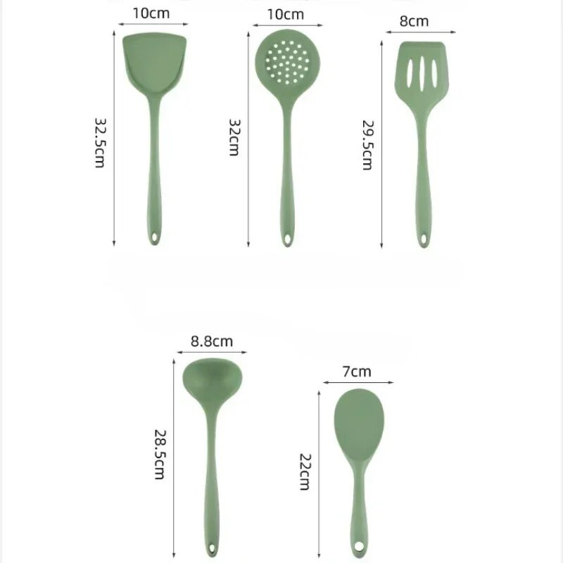 5 gabalu komplekts Silikona virtuves piederumi zupa-karote Lāpstiņa caurduris karote Nepiedegoša panna Virtuves piederumi Virtuves piederumi Virtuves piederumi
