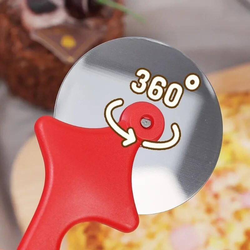 Picos rato pjaustytuvas 304 plieninis kočiojamas peilis tešlos pjaustyklės volelis „pasidaryk pats“ sausainių kepimo įrankiai, rankinis makaronų ritininis virtuvės įrankis